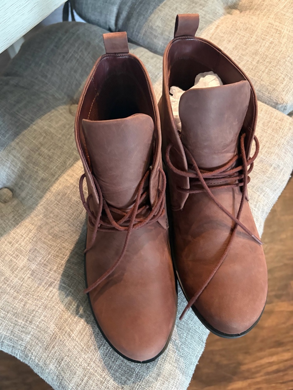 Ecco Women's Chestnut Brown Leather Lace-Up Ankle Booties